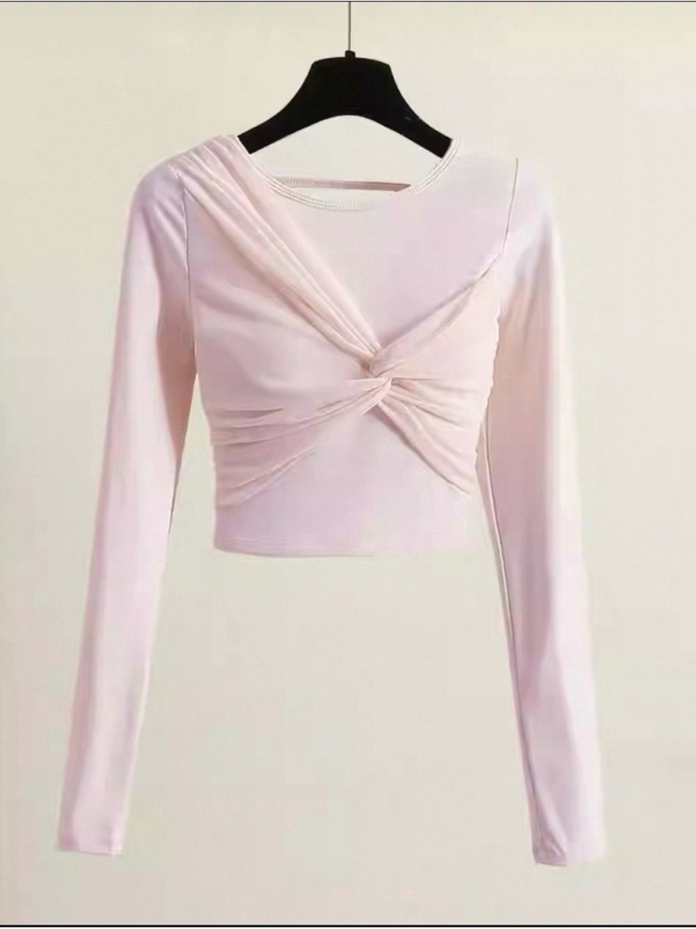 NEW Women's Pink Twist-Front Long Sleeve Top with open back and built in pad